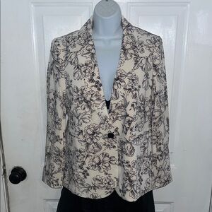 J. Crew Black Floral on Cream Blazer